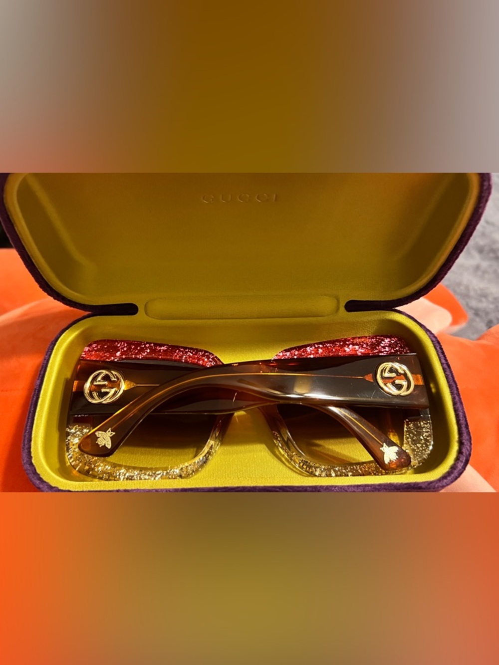 Authentic GUCCI GG0083S Oversized Glitter Sunglasses - Pristine - Picture 5 of 12
